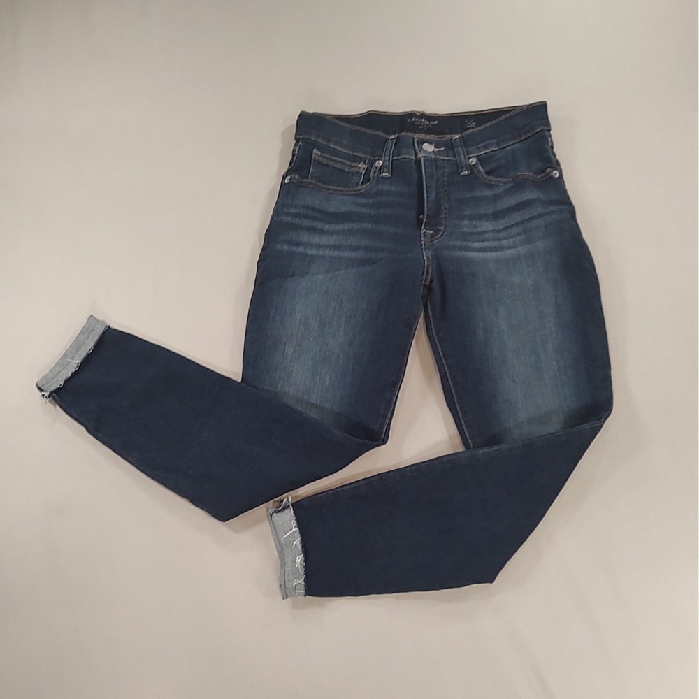 Lucky Brand Women Ava Skinny Jeans Size 6/28 Dark Wash Rolled Cuff Ankle WC075A